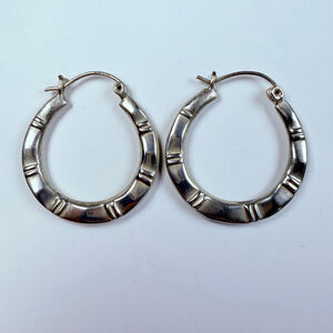 CFJ Collins Fine Bamboo Atlas 925 Sterling Silver 29MM Hoop Vintage Earrings